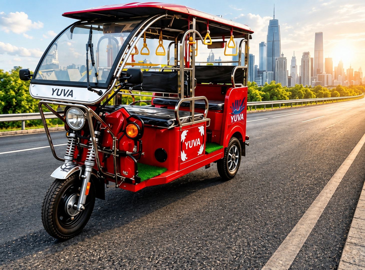 YUVA electric vehicle on the road