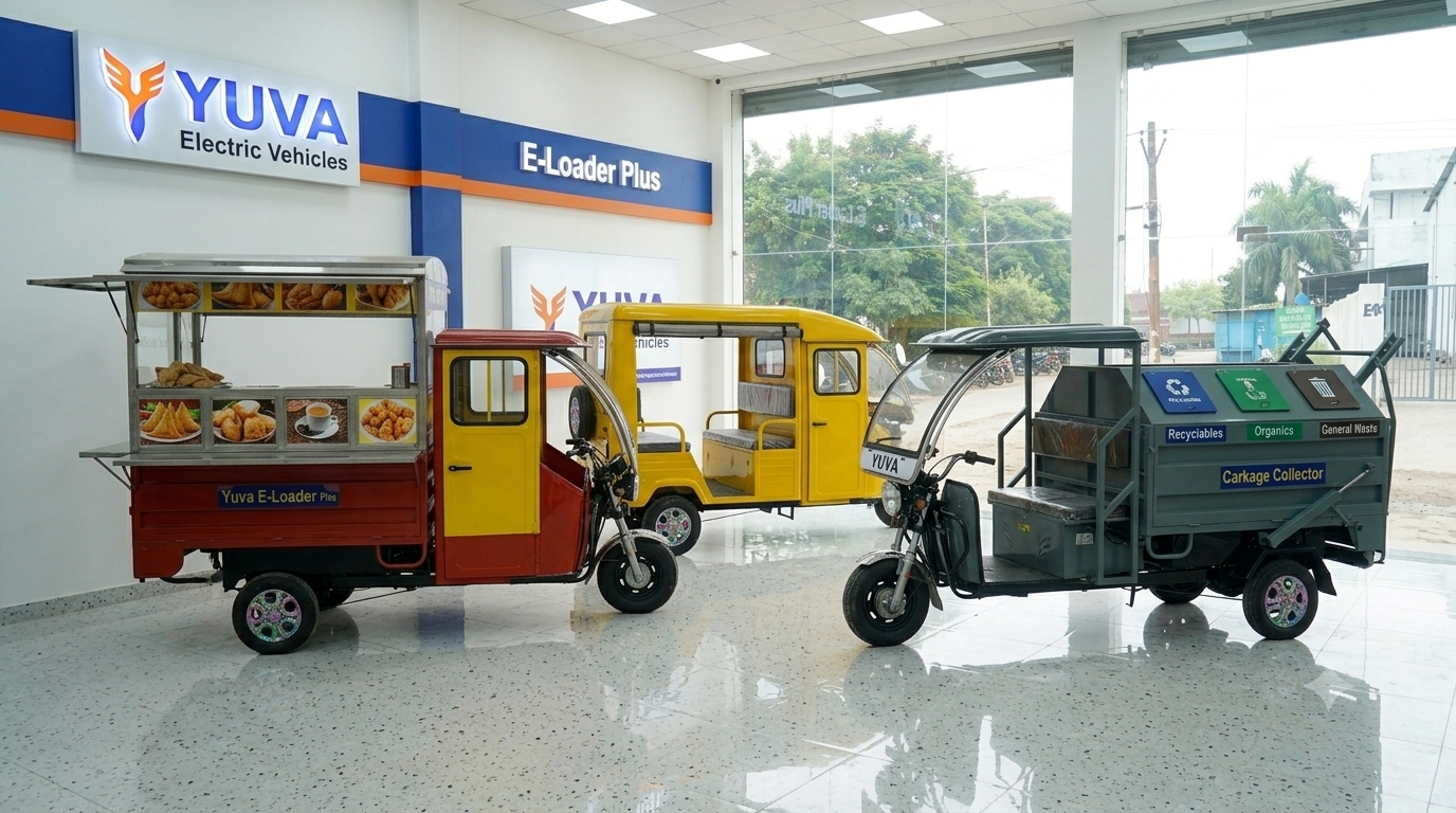 YUVA dealer showroom with vehicle